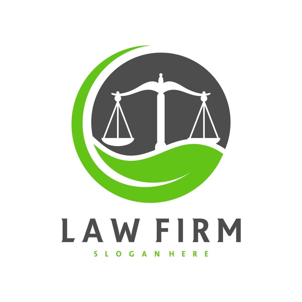 Gerechtigkeitsblatt-Logo-Vektorvorlage, kreative Logo-Designkonzepte für Anwaltskanzleien vektor