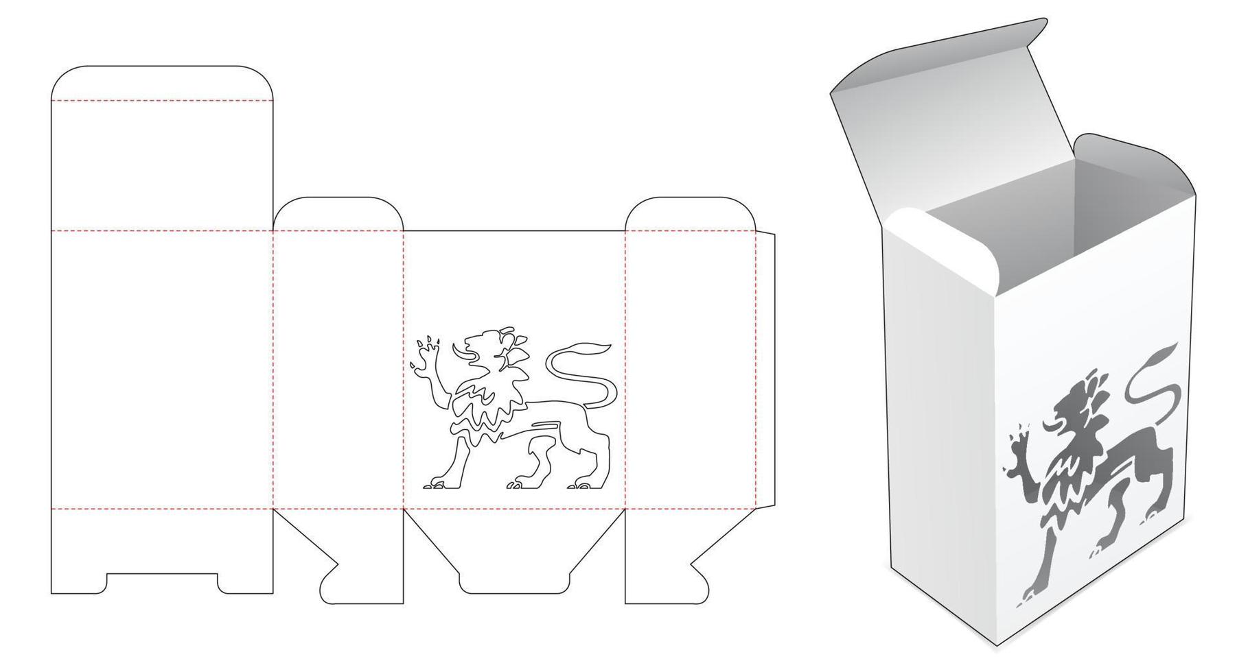 hohe Schachtel mit gestanzter Löwenschablone vektor