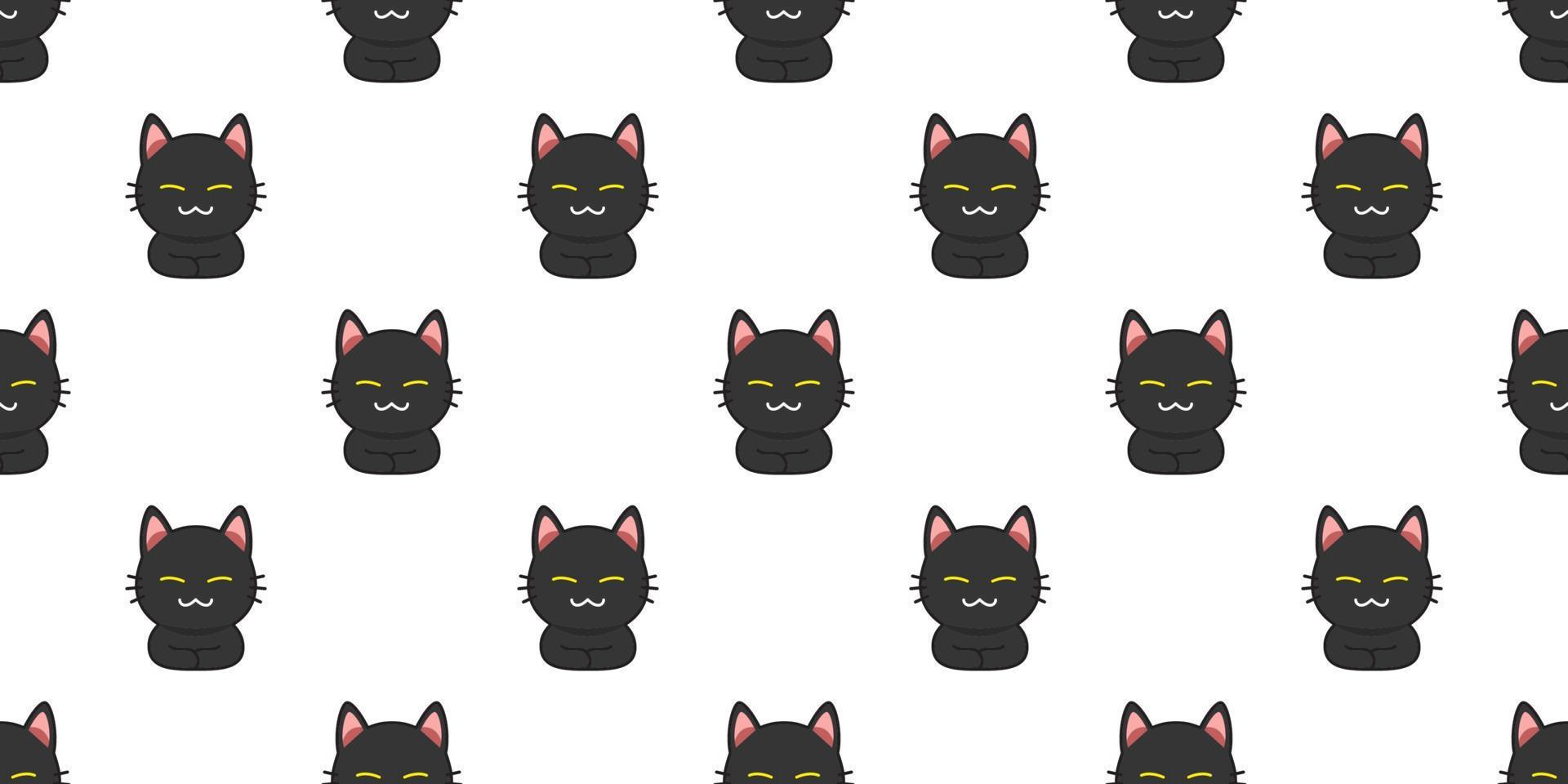 Cartoon schwarze Katze nahtlose Hintergrundmuster vektor