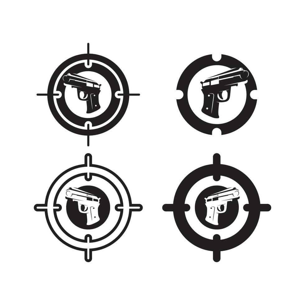 pistol logotyp och armé soldat prickskytt sköt vektor design illustration militär skott revolver