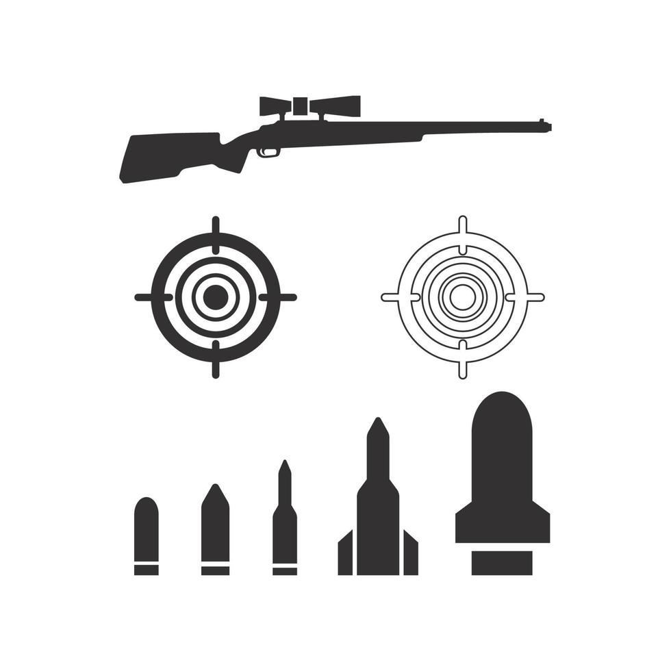 Waffenlogo und Armee Soldat Scharfschütze Schuss Vektor Design Illustration Militär Schuss Revolver