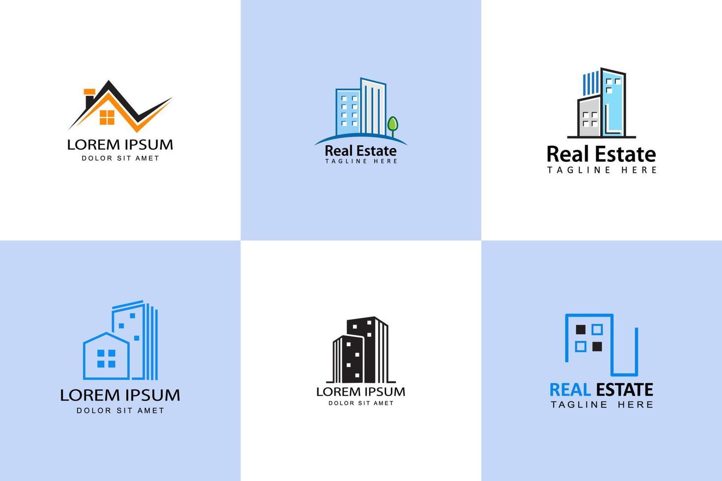 fastigheter, lägenhet, bostadsfastigheter, hotell, fastigheter logotyp bunt mall design vektor