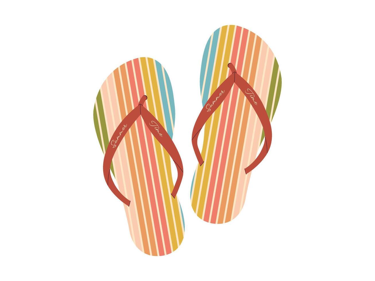 bekväm strand par av skor. sommar ljus flip flops illustration vektor