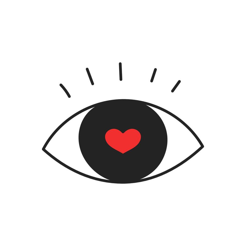 Auge Symbol mit Herz geformt Schüler vektor