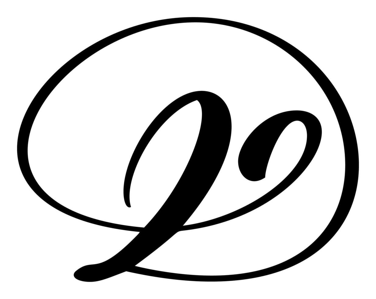 kalligrafi hand dragen brev d logotyp. manus font. handskriven borsta stil vektor
