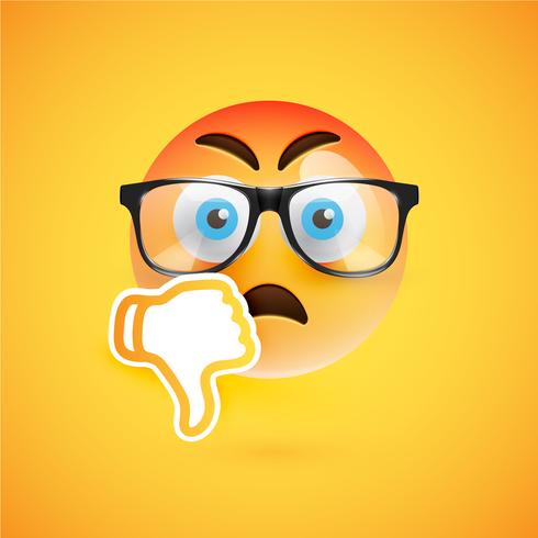 Emoticon med tummen ner, vektor illustration