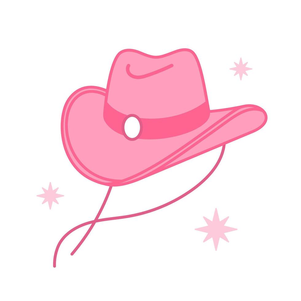 Rosa Ader Cowboy Hut. Cowboy Western und wild Westen Thema Konzept. Hand gezeichnet Illustration. Gekritzel Symbol. Rosa Cowgirl Hut vektor