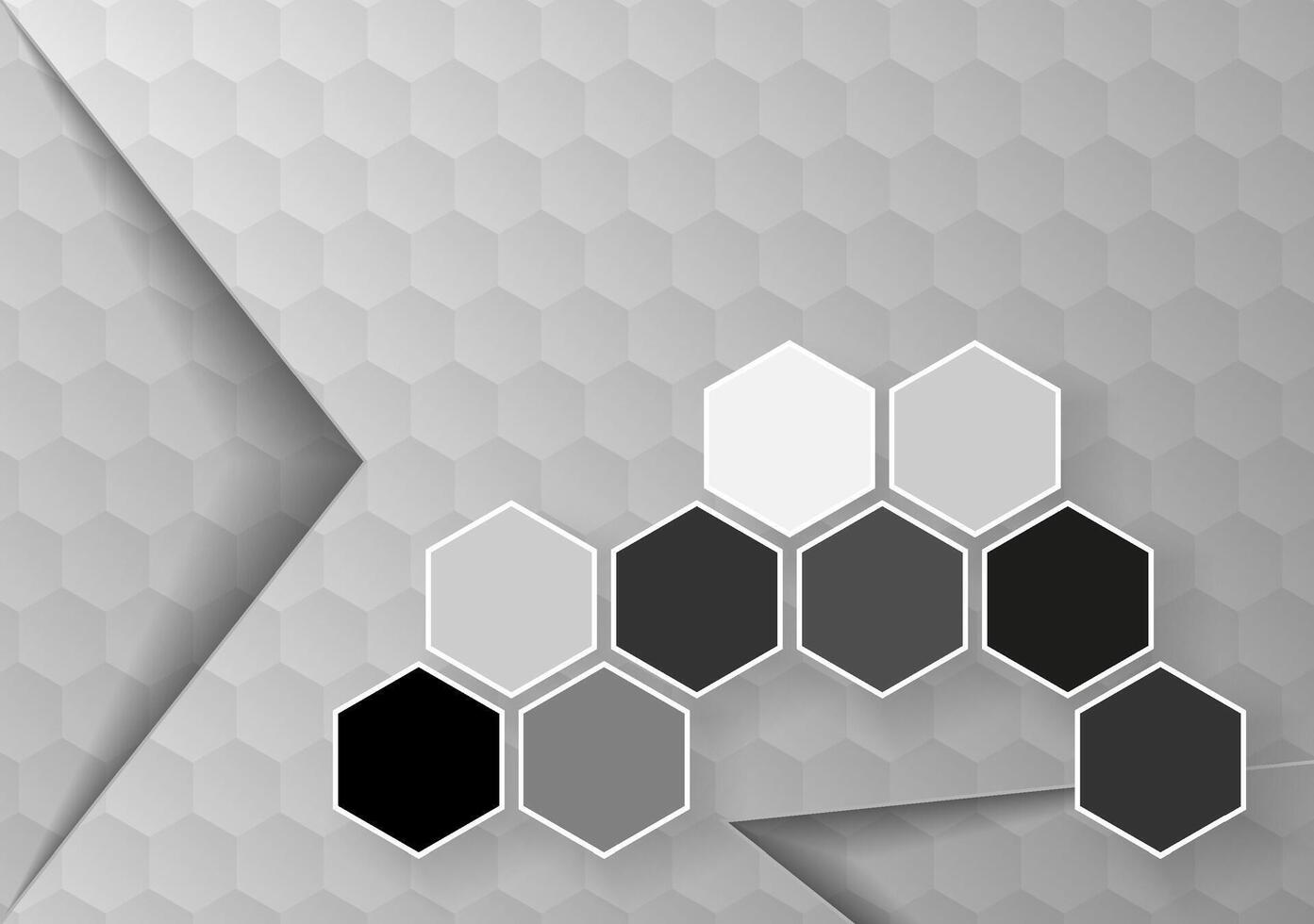 abstrakt 3d futuristisch Schwarz-Weiss Farbe Hintergrund mit Sechsecke. Oberfläche Polygon Muster mit Luxus Hexagon Papier Textur und futuristisch Geschäft. vektor