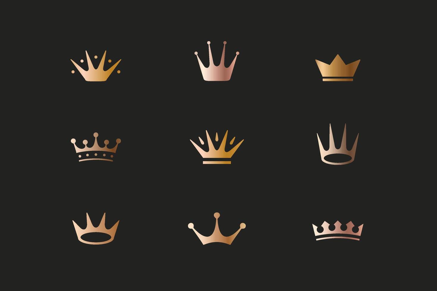 uppsättning av kunglig guld kronor, ikoner och logotyper vektor