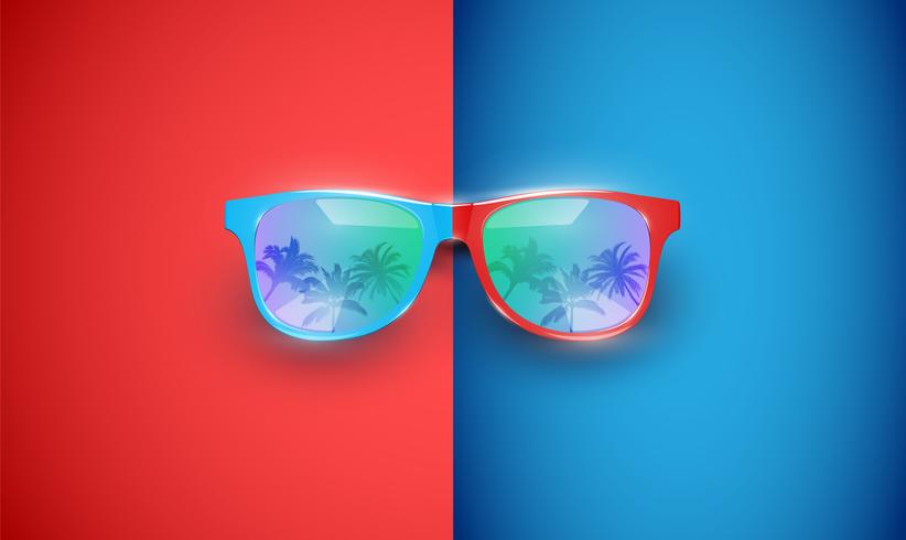 Realistiska vektor solglasögon på en färgstark bakgrund, vektor illustration