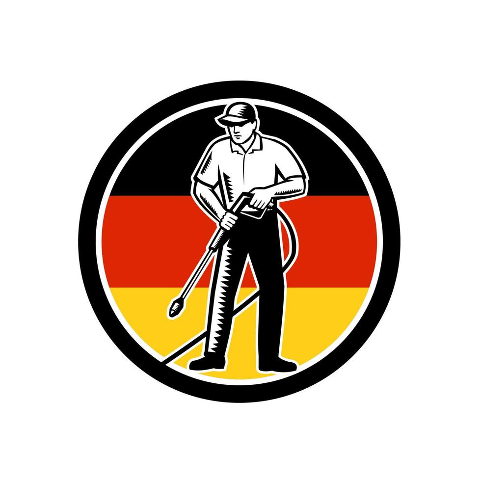 tyska högtryckstvätt flagga av tyska cirkel retro vektor