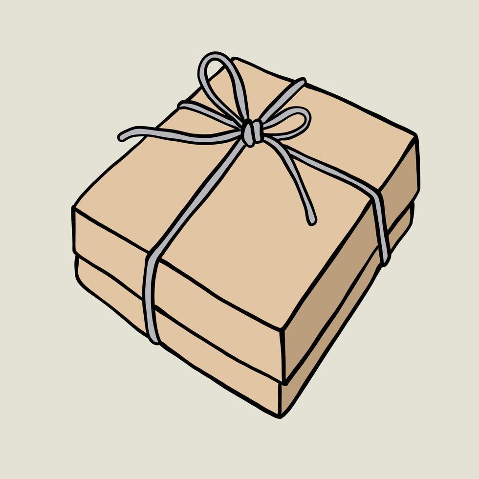 doodle frihandsskissritning av en presentförpackning. vektor