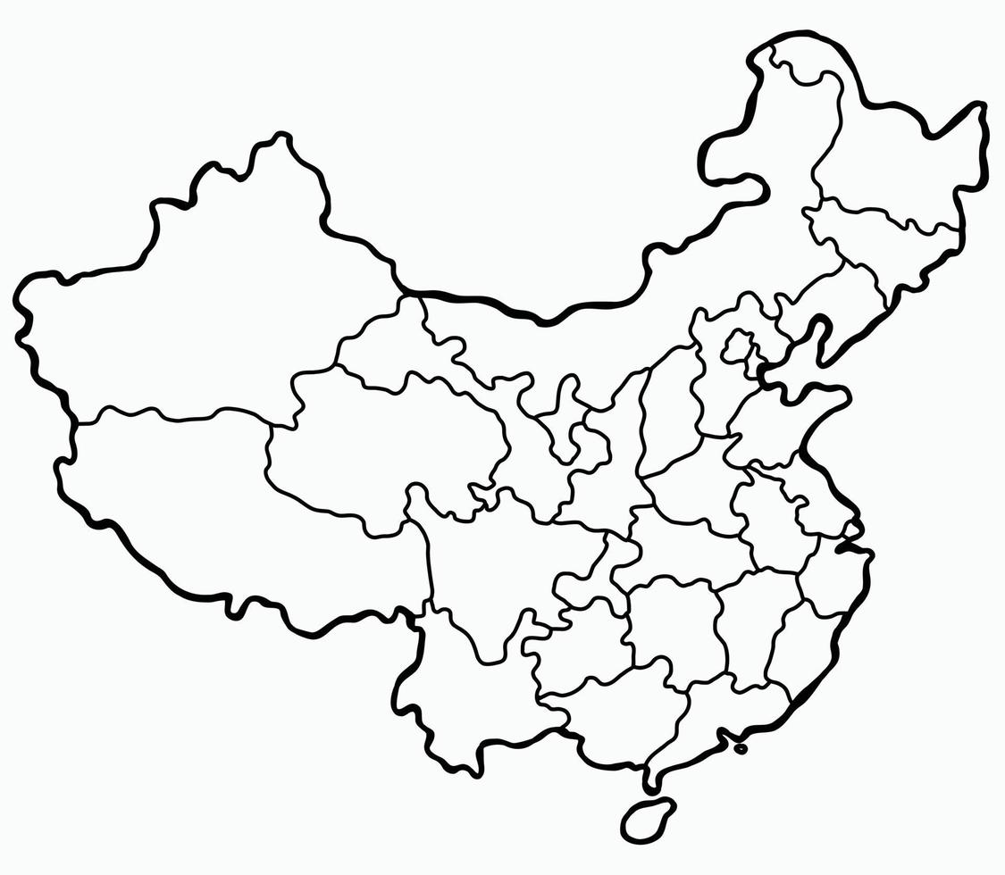 Gekritzel-Freihand-Zeichnung der China-Karte. vektor