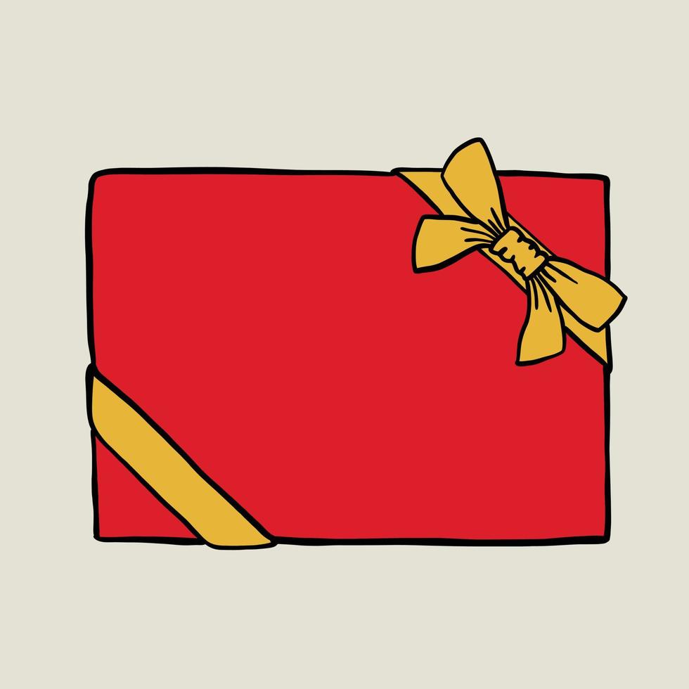Gekritzel-Freihand-Skizze-Zeichnung einer Geschenkbox. vektor