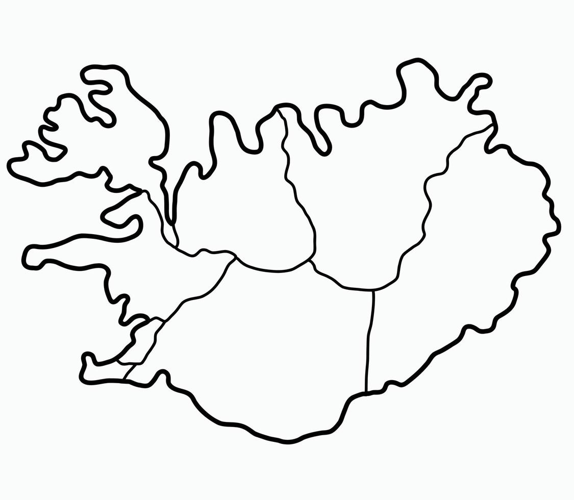 Gekritzel-Freihand-Zeichnung der Island-Karte. vektor