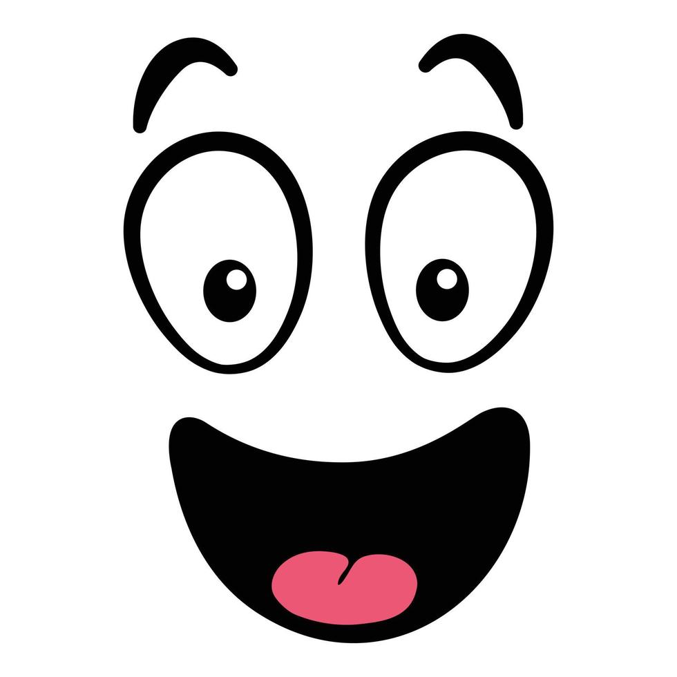 Cartoon-Gesicht. ausdrucksstarke Augen und Mund, Lächeln, Weinen und überraschter Gesichtsausdruck. Karikatur, Comic-Emotion oder Emoticon-Doodle. isolierte Vektor-Illustration-Symbol vektor