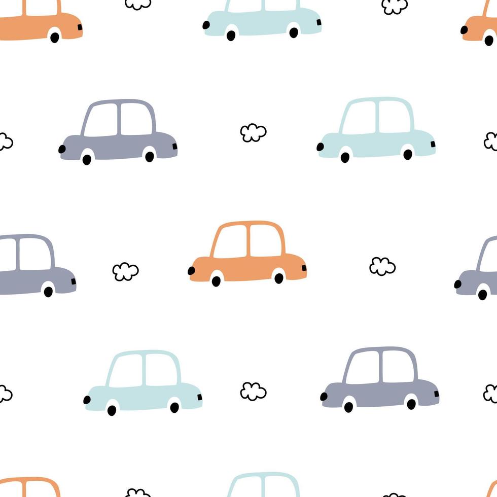 Vintage Autos nahtlose Muster handgezeichnete Kinder Hintergrund im Cartoon-Stil Designs für Textilien, Kleidungsmuster, Mode, Tapeten verwendet. Vektor-Illustration vektor