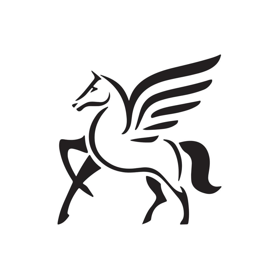 Pegasus, Logo, Symbol, Silhouette schwarz und Weiß Farbe Design vektor