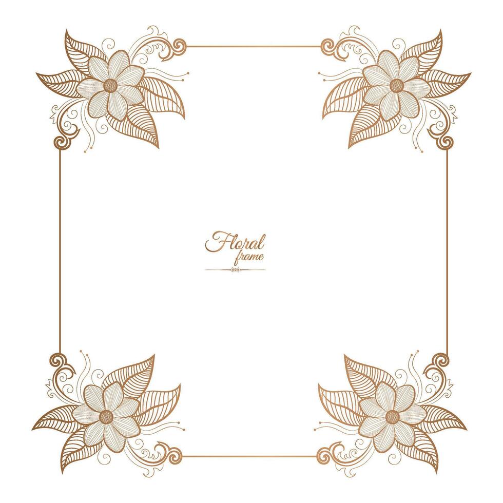 golden Frames dekoriert mit Blumen- Elemente vektor