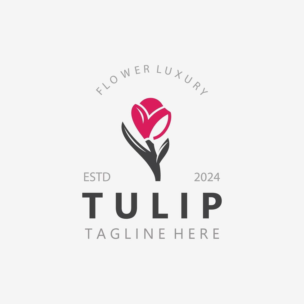 Tulpe Blume Logo mit Blätter Design, geeignet zum Mode, Schönheit Spa und Boutique Emblem Geschäft vektor