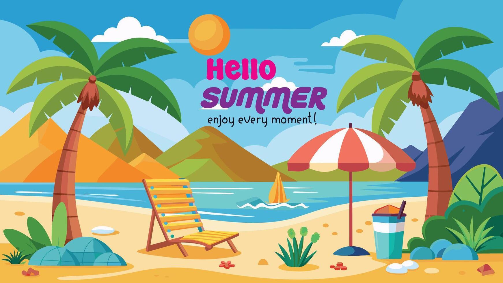 Sommer- Strand Szene Banner Design Hintergrund vektor