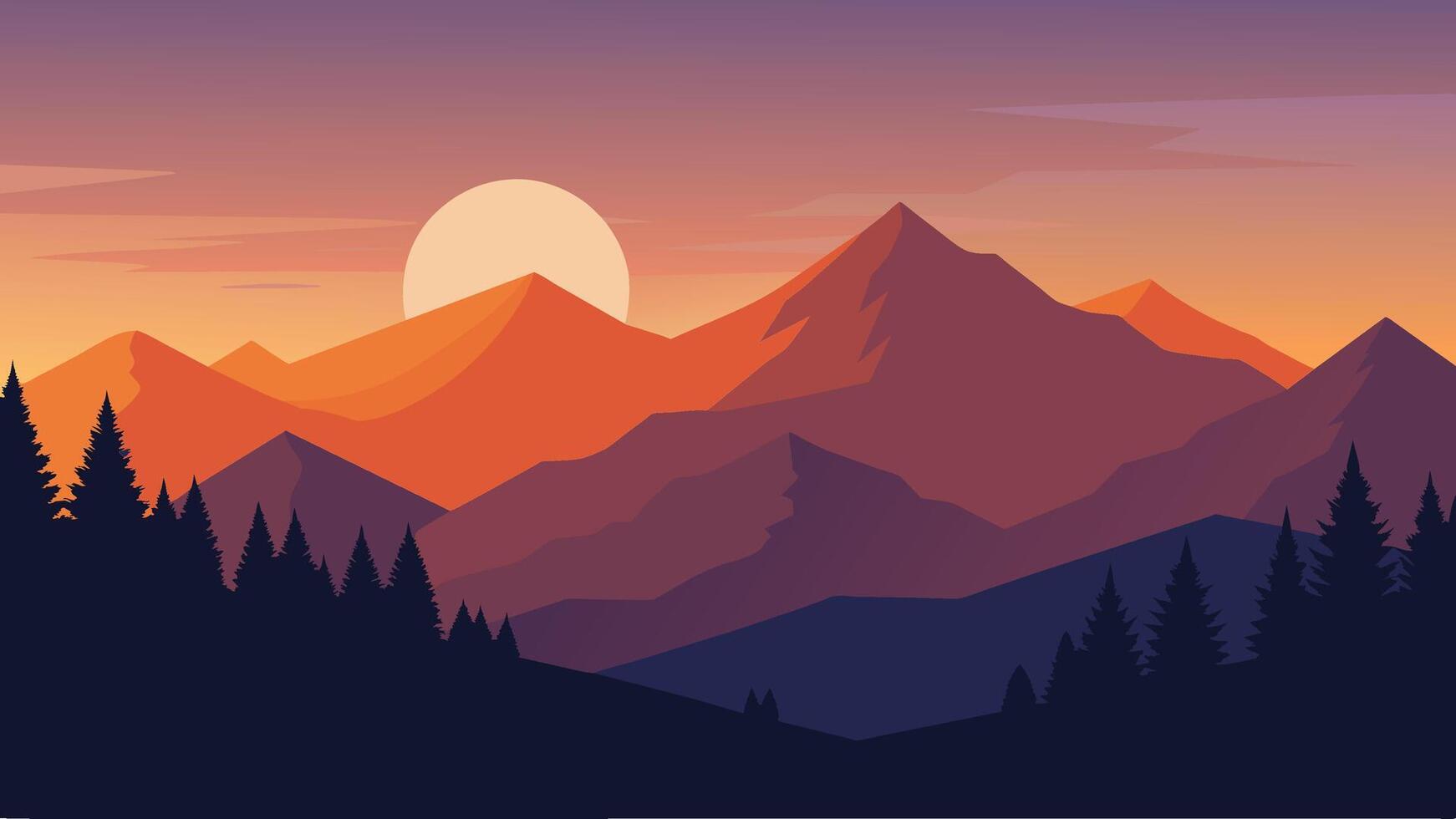 schön Sommer- Landschaft im das Berge. Schönheit von Natur Hintergrund, eben Illustration vektor