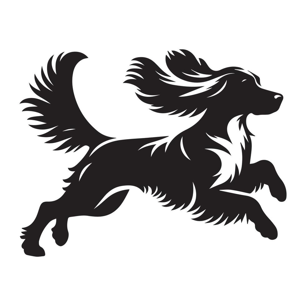illustration av en springer spaniel löpning uttryck i svart och vit vektor
