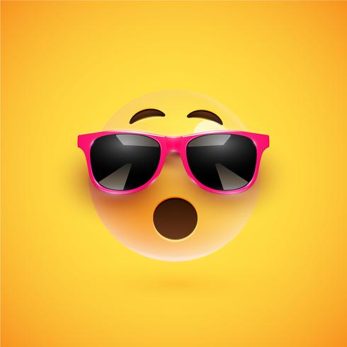 Hoch-ausführlicher smiley 3D mit Sonnenbrille auf einem bunten Hintergrund, Vektorillustration vektor