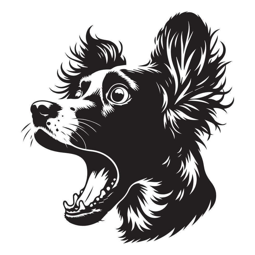 Illustration von ein überrascht Englisch Springer Spaniel Hund Gesicht im schwarz und Weiß vektor