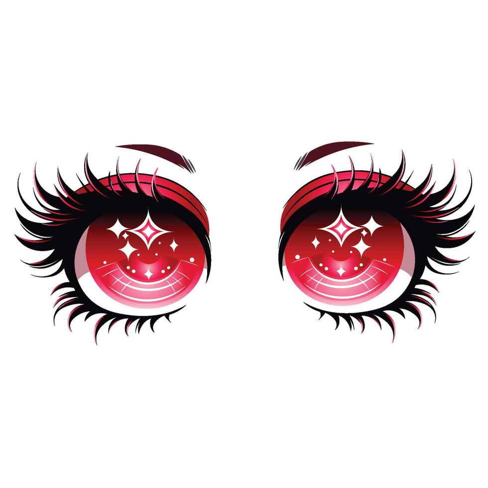 röd docka ögon för Barbie, karaktär design, anime, klä upp vektor