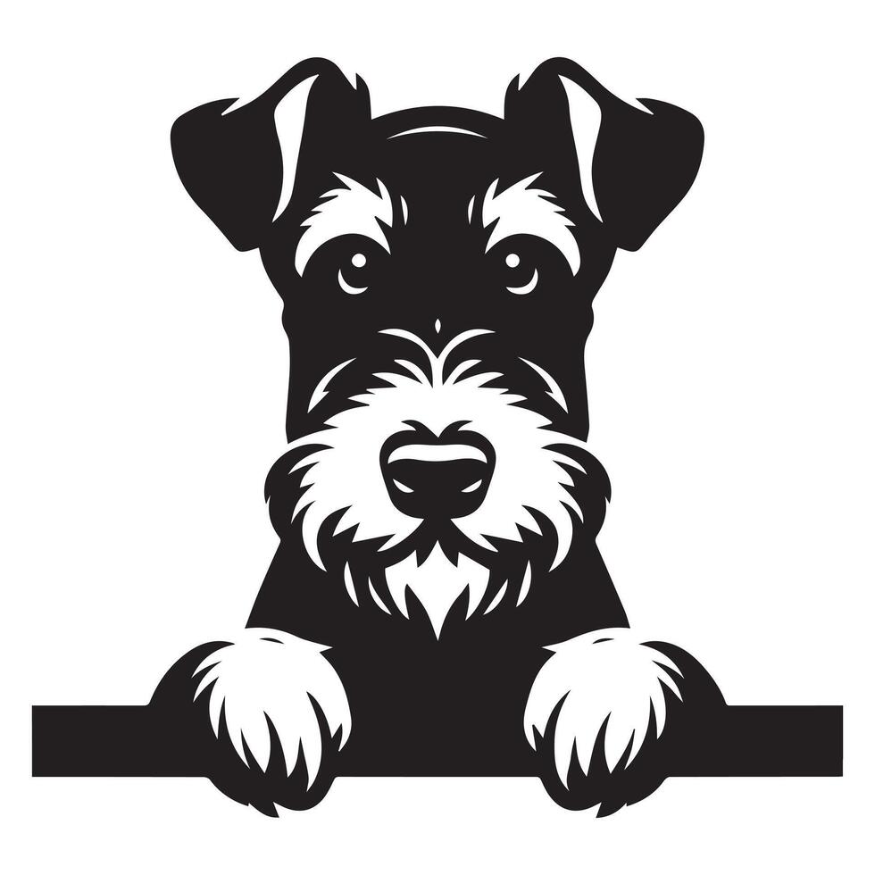 Hund spähen - - airedale Terrier Hund spähen Gesicht Illustration im schwarz und Weiß vektor