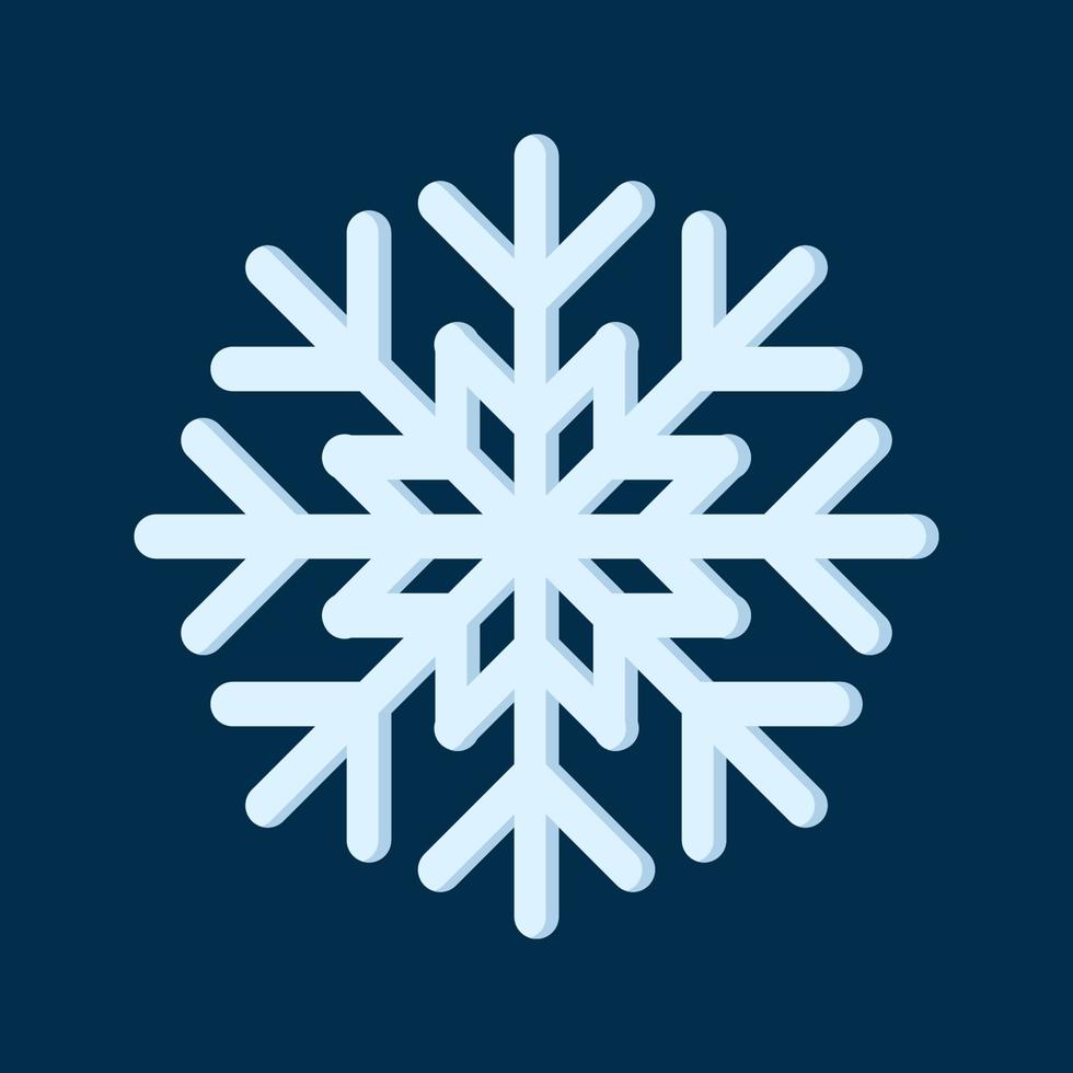 Schneeflocke-Vektor-Illustration. Weihnachten und Winter traditionelles Symbol für Logo, Druck, Aufkleber, Emblem, Gruß- und Einladungskartendesign und Dekoration vektor