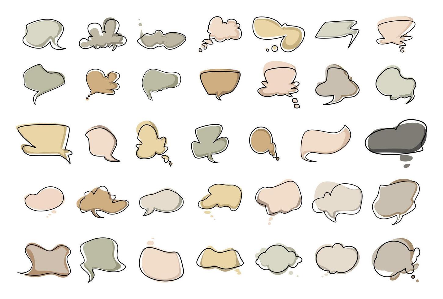 uppsättning av klassisk neutral brun chatt bubbla illustrationer vektor