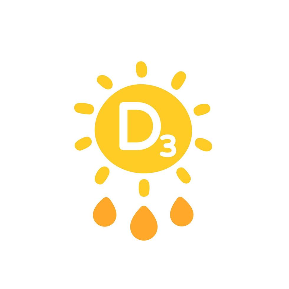 d3 vitamin ikon med en sol vektor