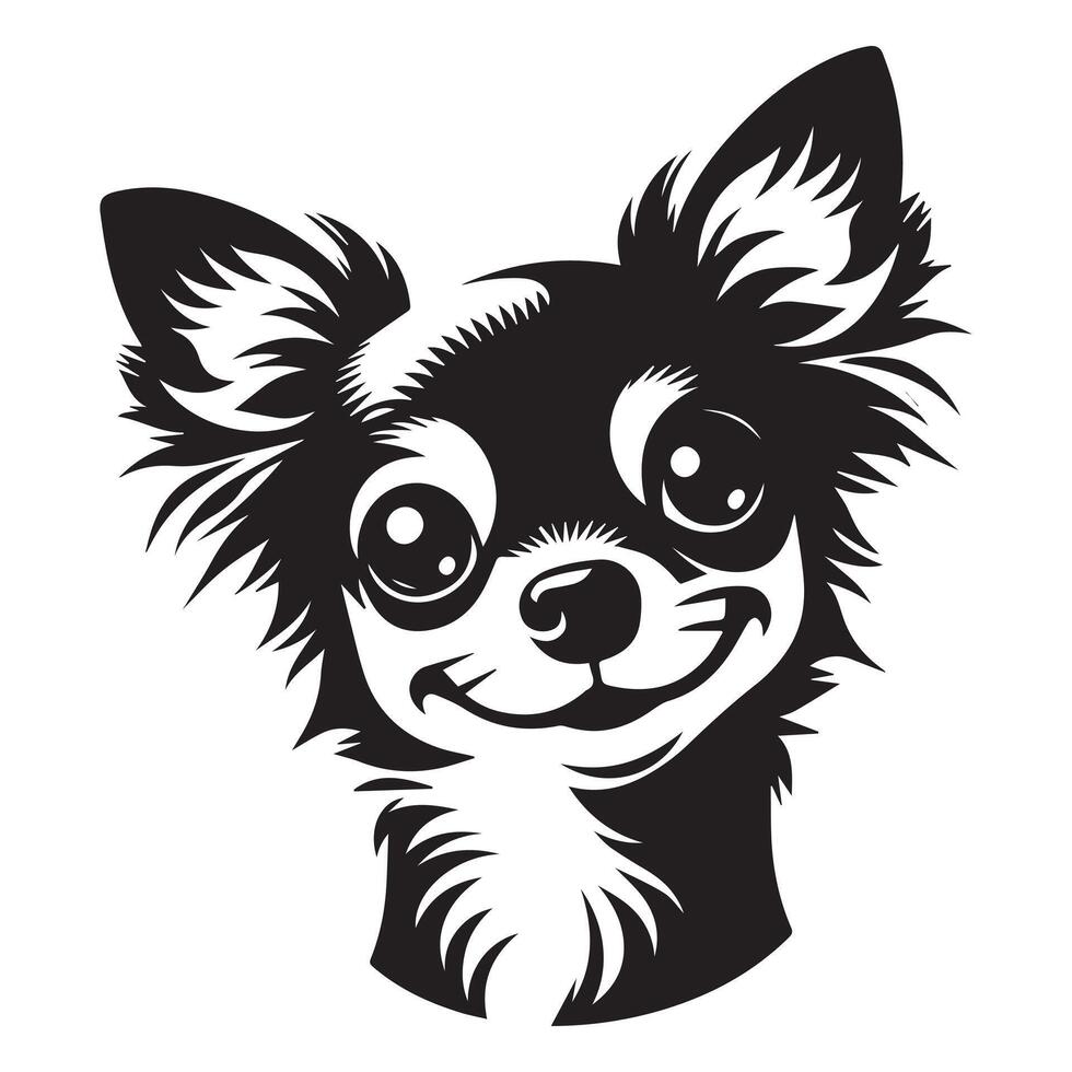 ein boshaft Chihuahua Hund Gesicht Illustration im schwarz und Weiß vektor
