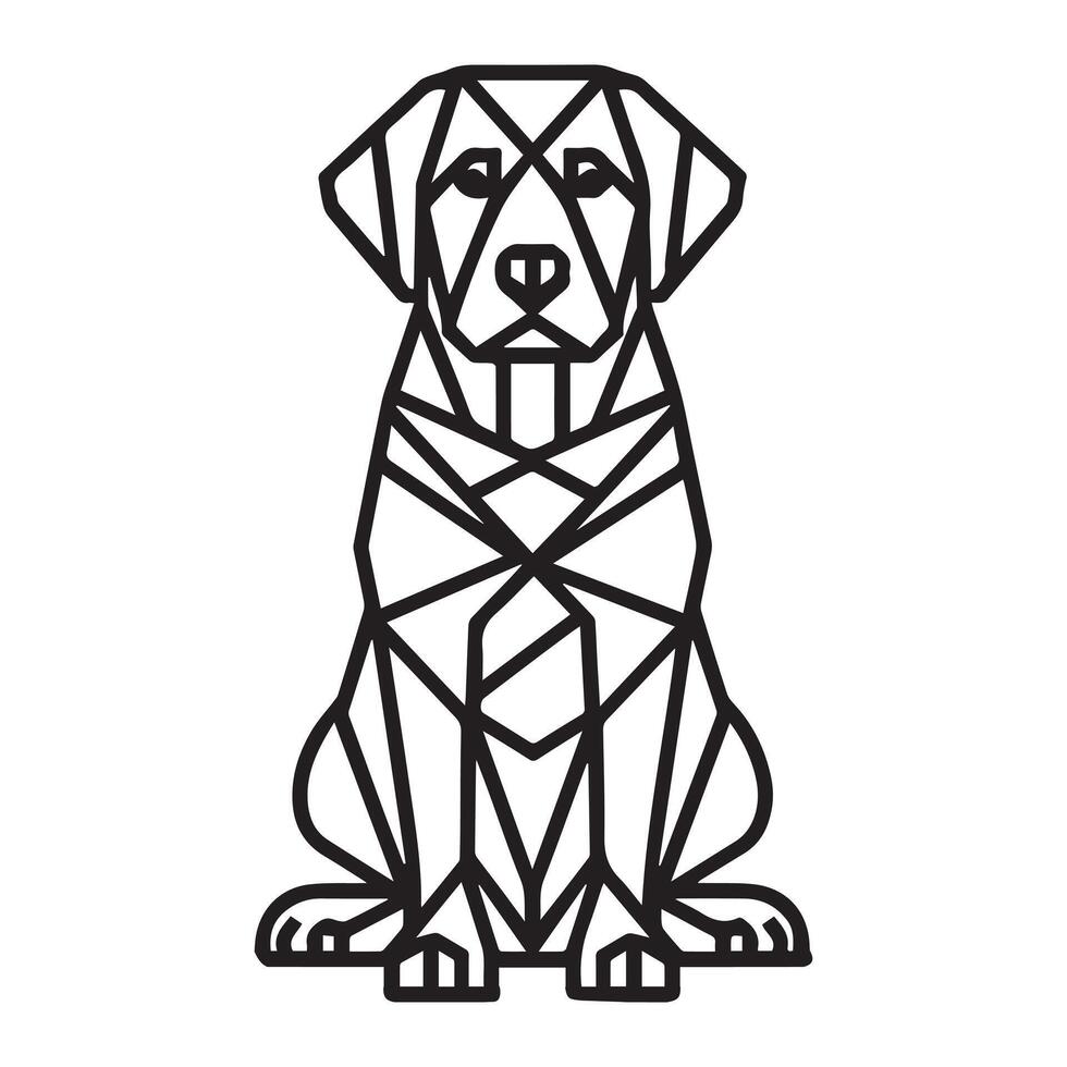 polygonal Hund Gliederung - - geometrisch Labrador Retriever Hund Illustration im schwarz und Weiß vektor