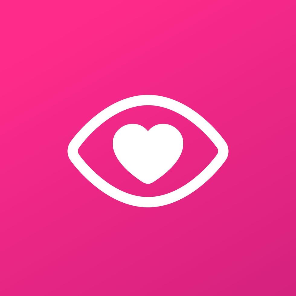 öga med hjärta, vektor logotyp ikon