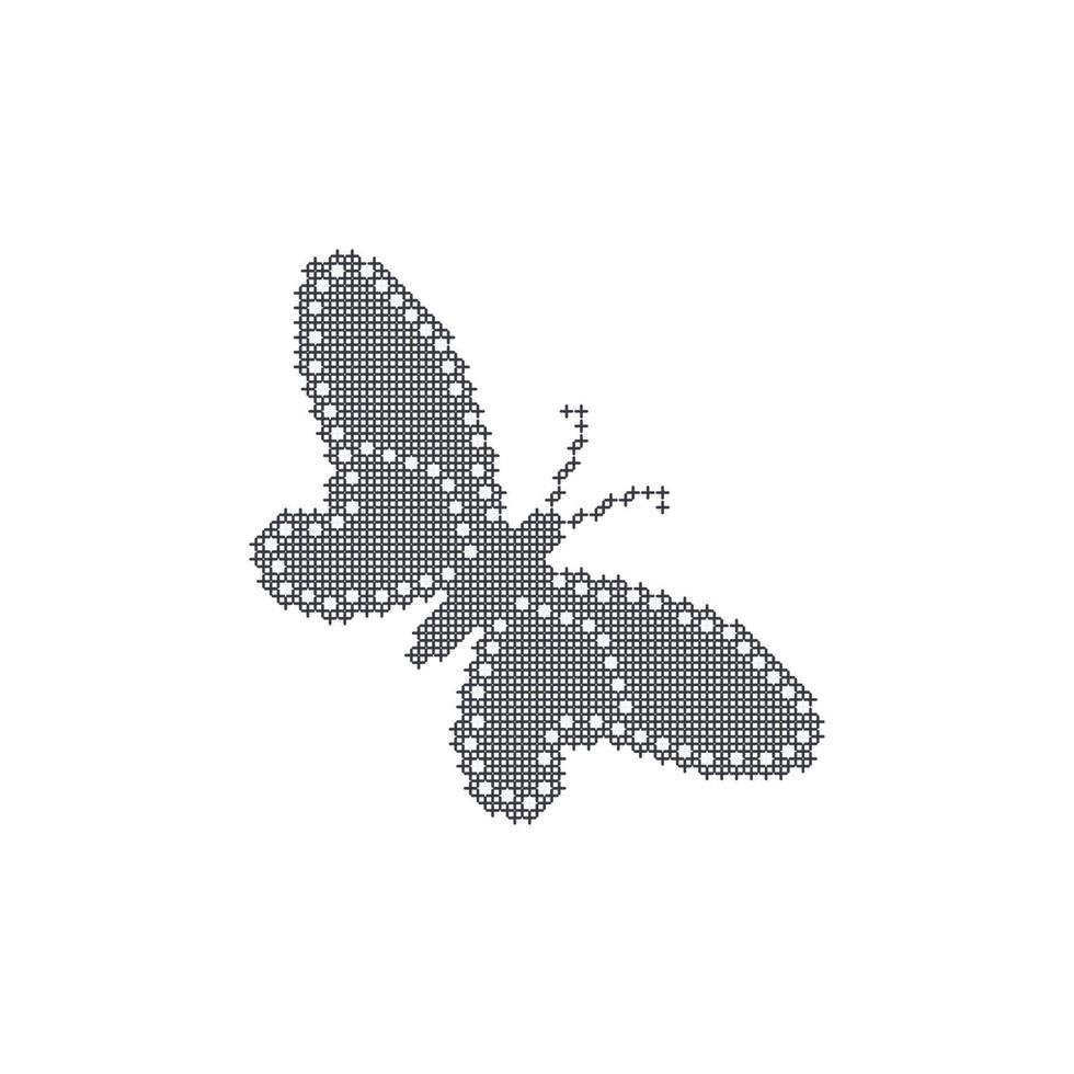 Schwarz-Weiß-Schmetterlingskreuzstich am besten zum Nähen von Handarbeit vektor
