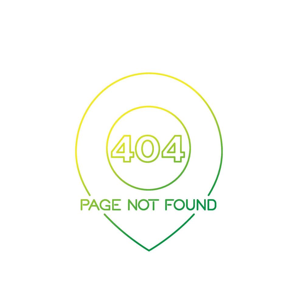 404-fel, sidan hittades inte, linjär design vektor