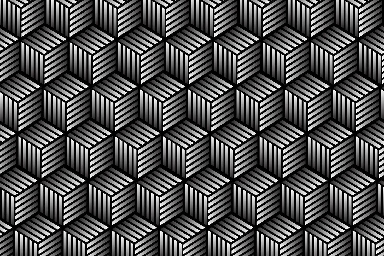 schwarzer und weißer Hintergrund. isometrisches, 3D-Rendering-Würfelmuster. modernes futuristisches monochromes Muster. vektor