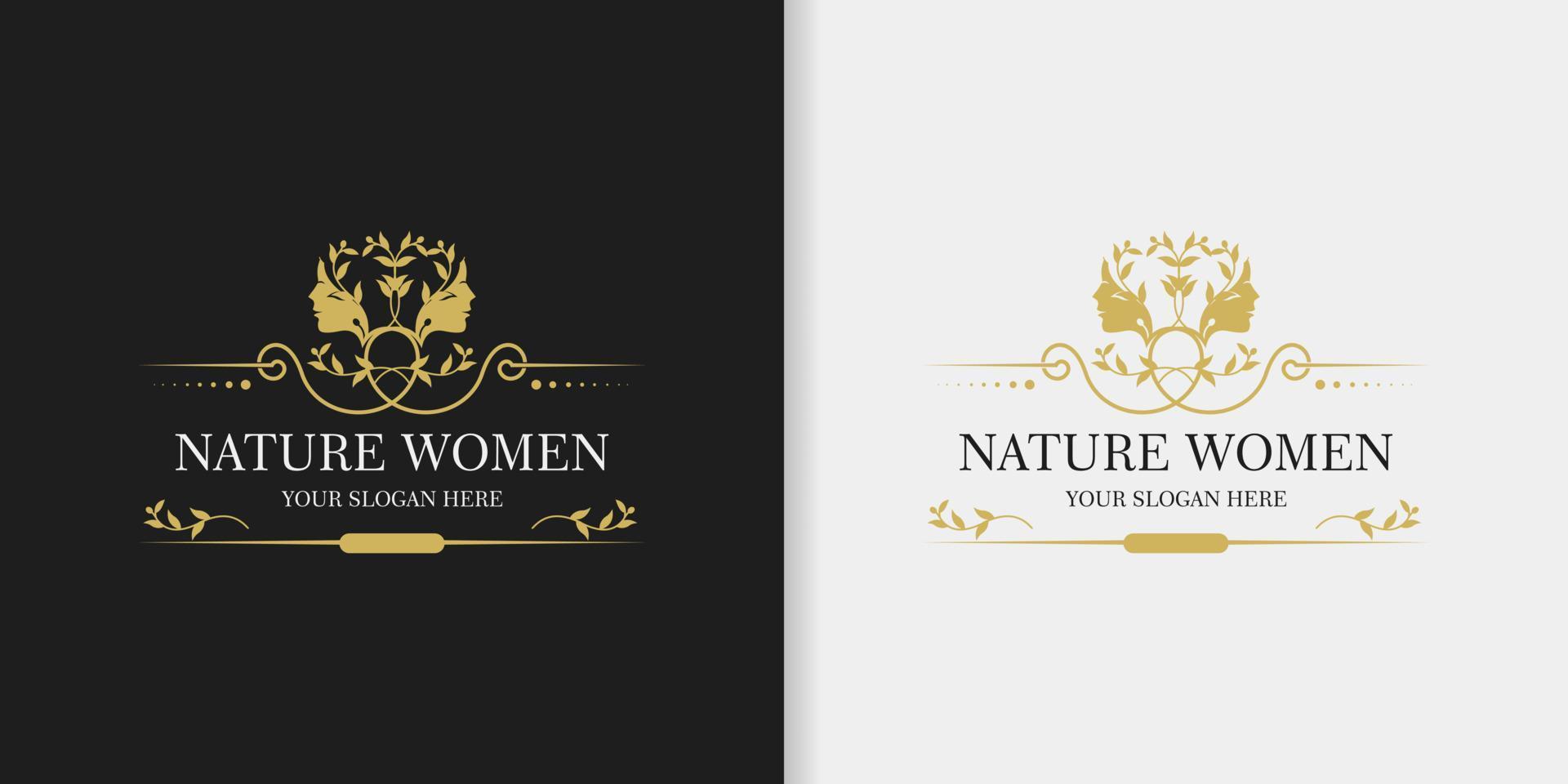 kombination natur och kvinnor logotyp design vektor