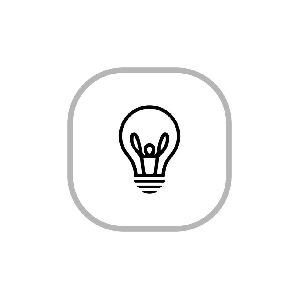 glödlampa ikon på ljus bakgrund. aning symbol. elektrisk lampa, ljus, innovation, lösning, kreativ tänkande, elektricitet. översikt, platt stil. platt design. vektor