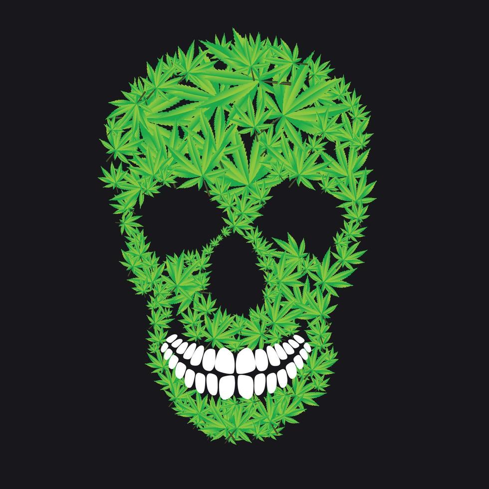 abstrakte Cannabis-Schädel-Vektor-Illustration vektor
