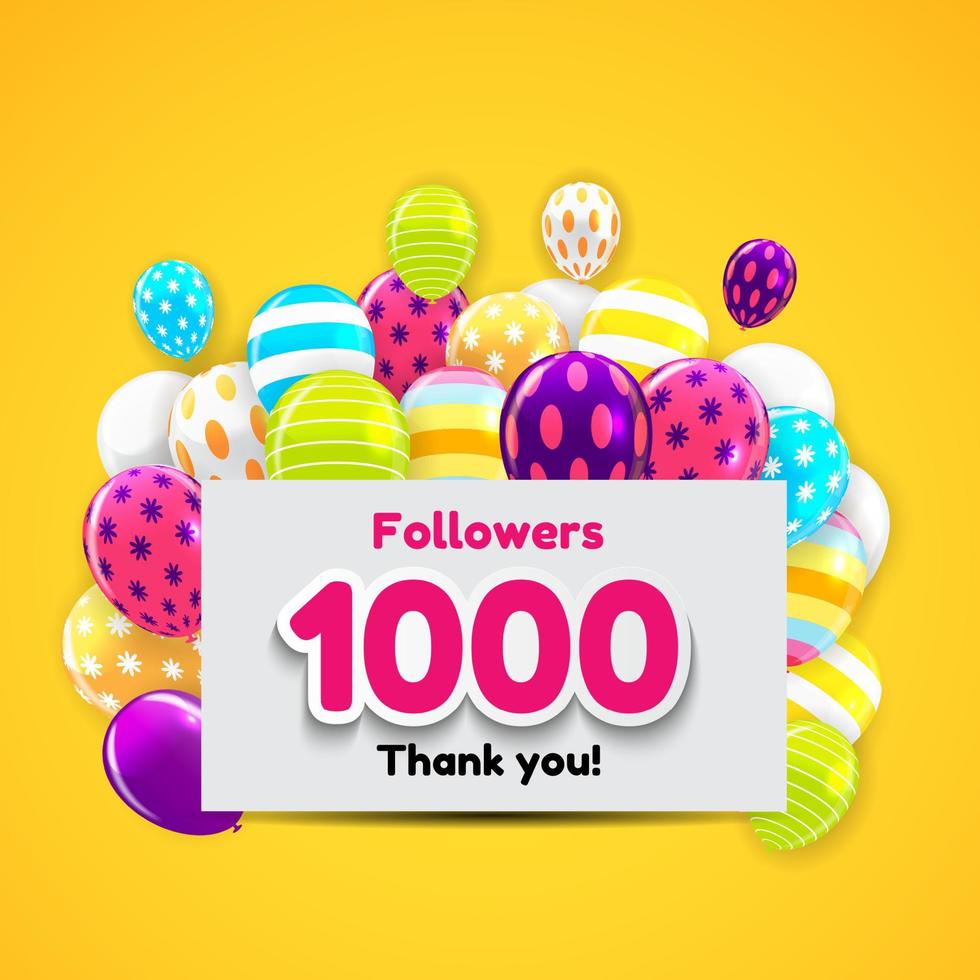 1000 Follower, danke Hintergrund für Freunde aus sozialen Netzwerken. Vektor-Illustration vektor