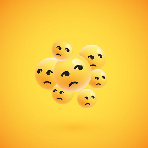 Gruppe hohe ausführliche gelbe Emoticons, Vektorillustration vektor
