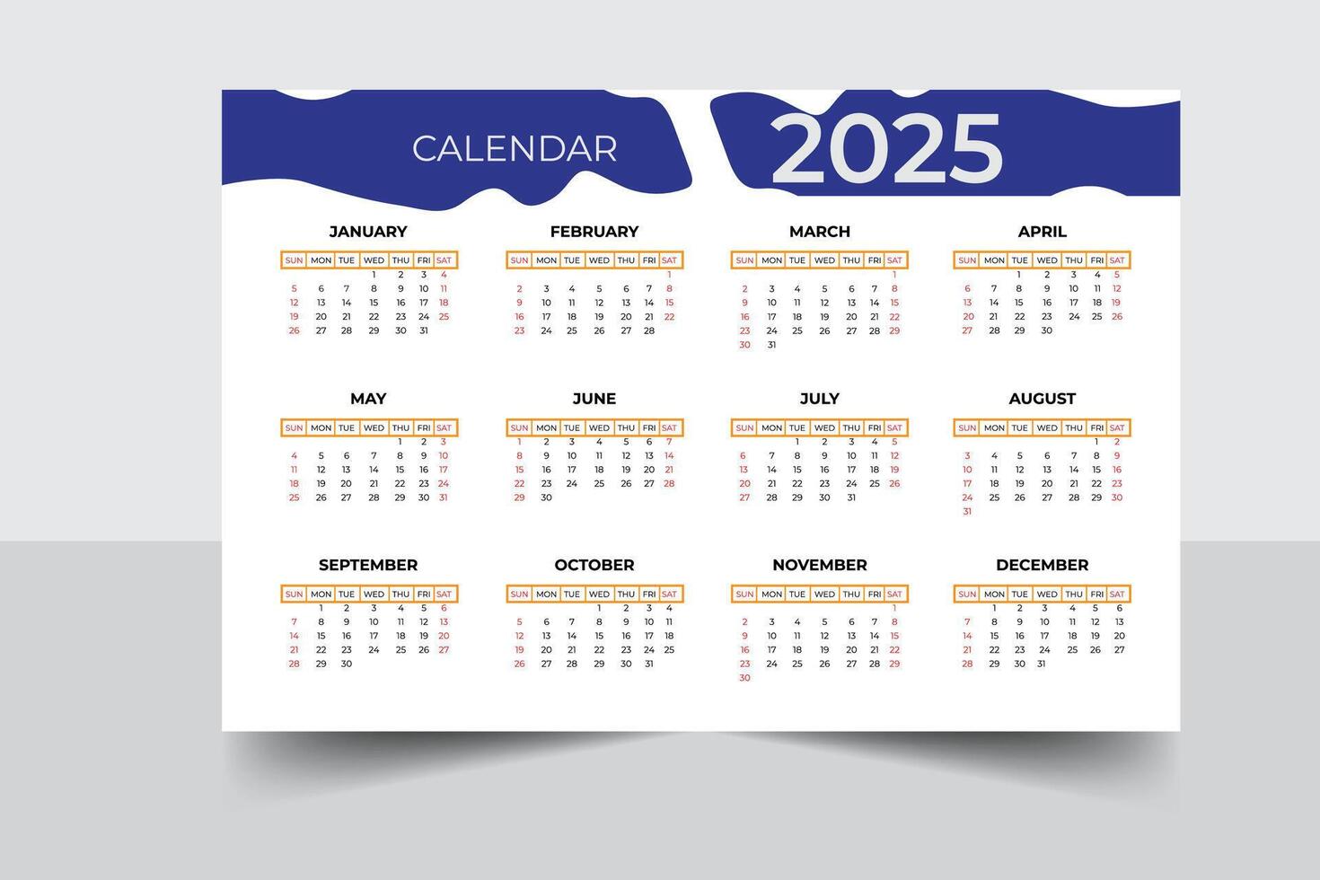 Kalender Design 2025 vektor