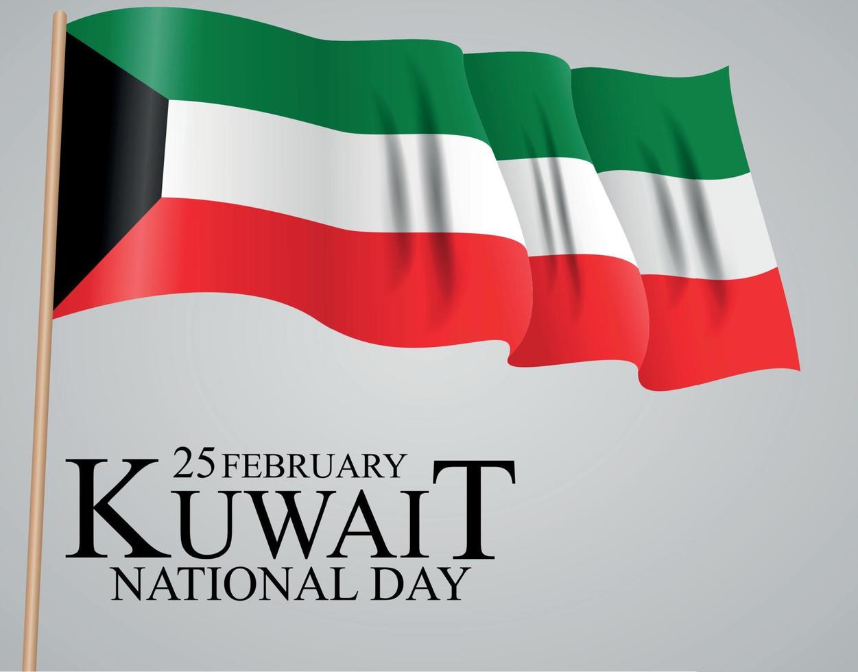 25 februari Kuwait nationaldag bakgrund malldesign för kort, banderoll, affisch eller flygblad. vektor illustration