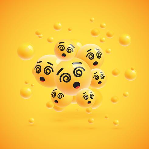 Grupp av hög detaljerade gula uttryckssymboler, vektor illustration