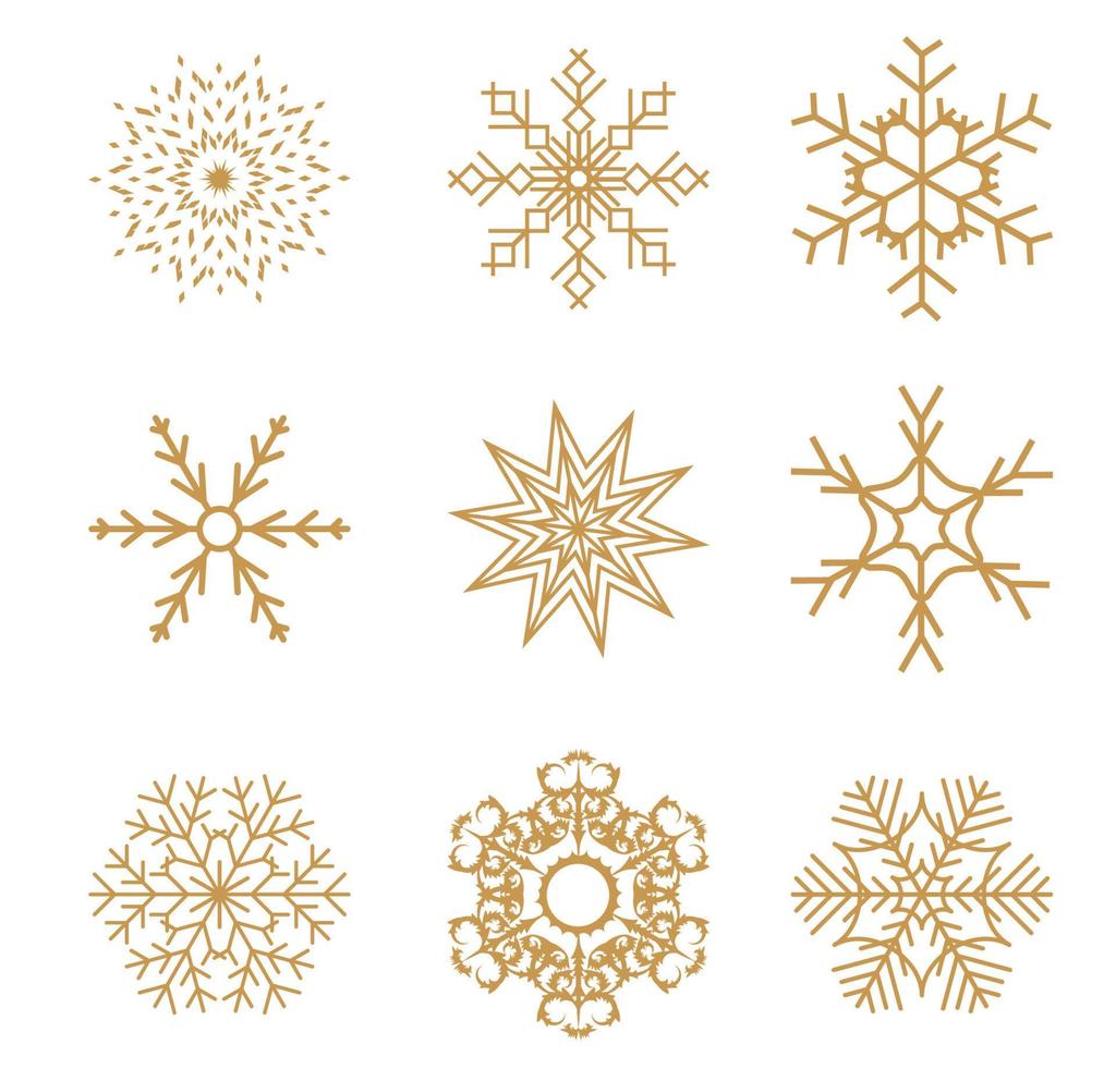 Satz goldene Schneeflocken für Weihnachtsdesign. Vektor-Illustration vektor