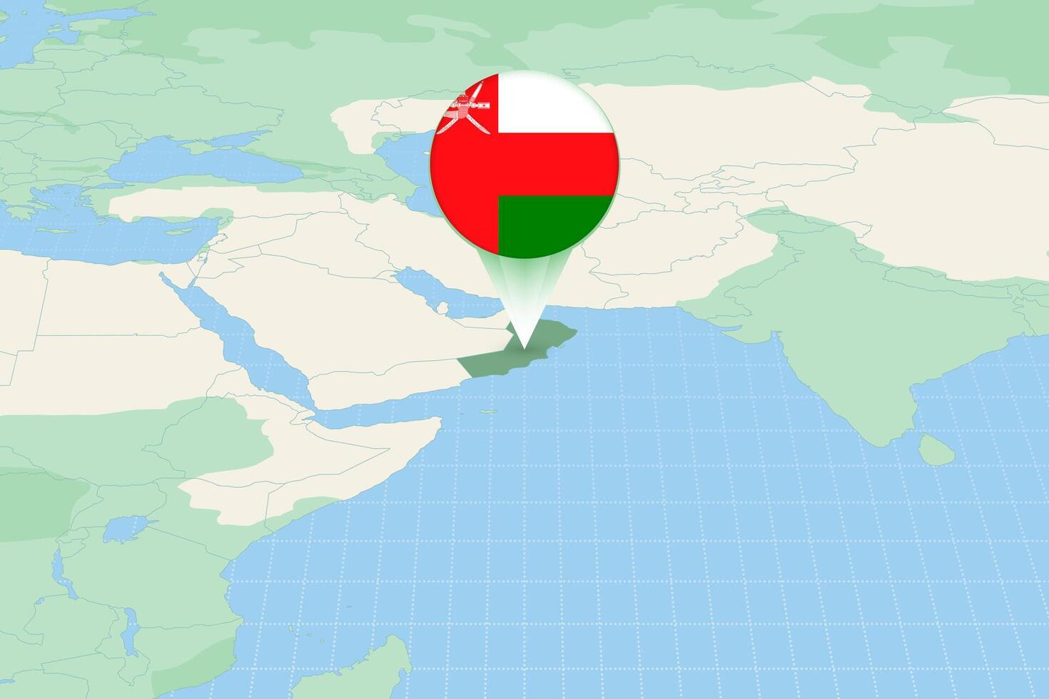 Karta illustration av oman med de flagga. kartografisk illustration av oman och angränsande länder. vektor